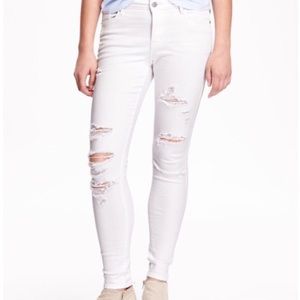 Old Navy Rockstar White Distressed Jeans